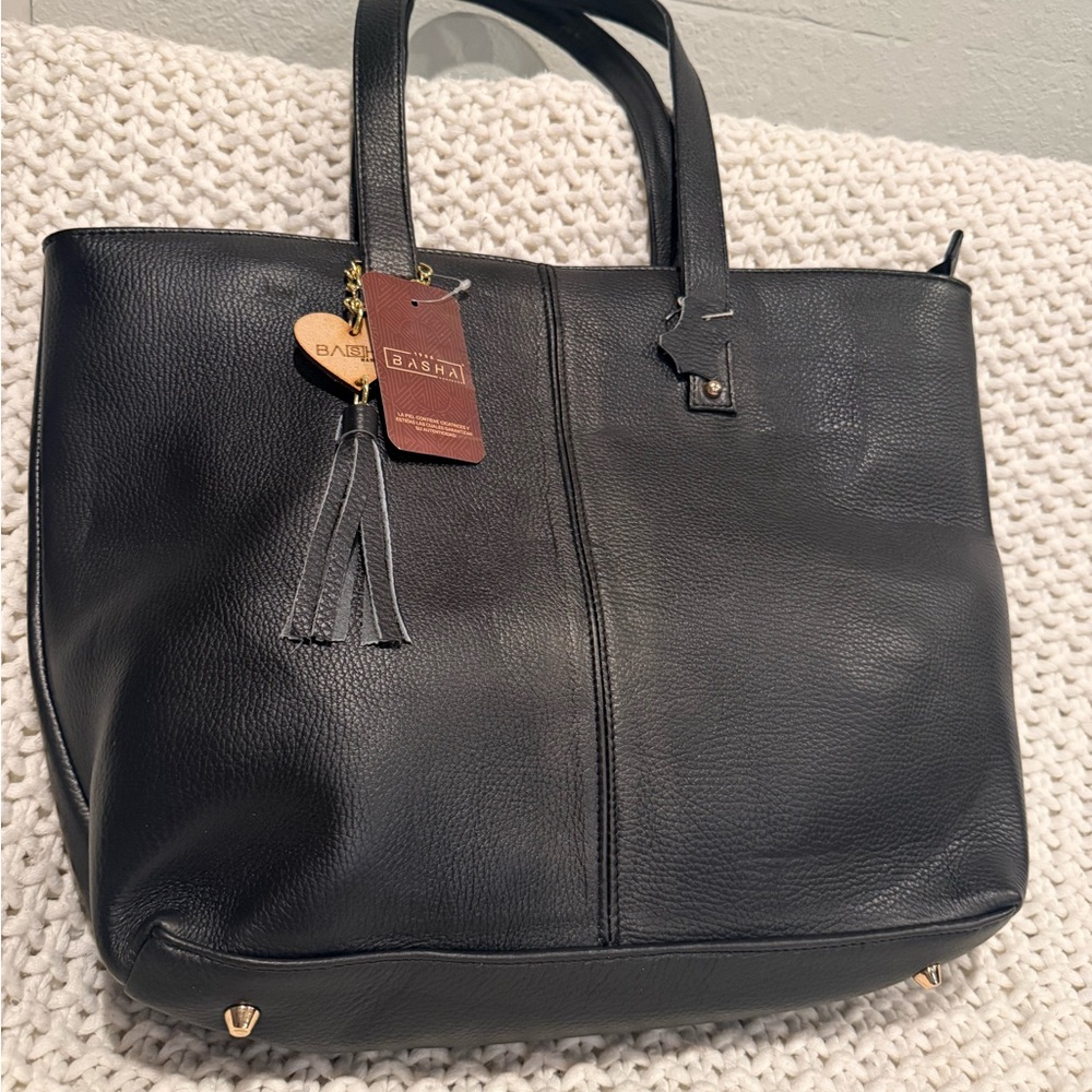 Black Leather Tote Bag